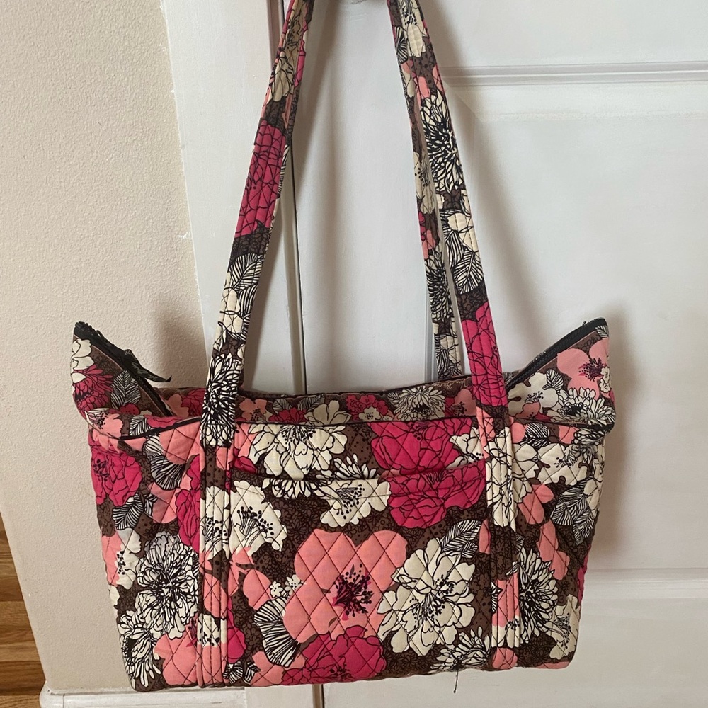 Vera Bradley Quilted Tote Bag - Pink and Brown